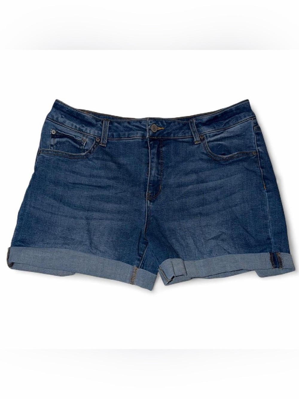 Time and Tru Classic Dark Blue Denim Roll-Cuff Women’s Shorts